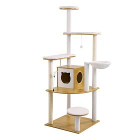 Large Cat Tree 68.9" Tall Cat Tower Multi-level Cat Condo Indoor Play House