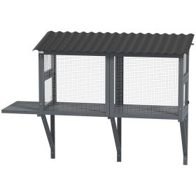 PawHut Wooden Cat Catio, Outdoor Cat Enclosure Window Perch with Jumping Platform, for Safely Enjoying Outdoor Sights, Gray