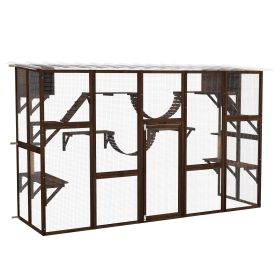 PawHut Coffee Catio Window Box: Outdoor Enclosure with Shelves for Multiple Cats