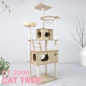Cat Tree 71.7-Inch Tall Modern Cat Tower for Large Indoor Cats, Multi-Level Cat Condo with Caves, Dome, 4 Scratching Posts