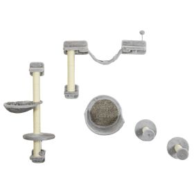 PawHut 5pc Cat Wall Shelves with Hammock, Perches, Ladder, Scratching Post