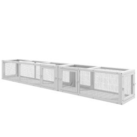 PawHut Wooden 98" Cat Tunnel for Outdoor with Combinable Design, 8 Doors, White