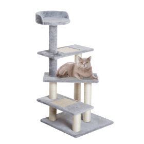 PawHut 40" 5-Level Revolving Stair Cat Tree Scratcher Climbing Activity Tower with Play Center and Resting Perch - Gray
