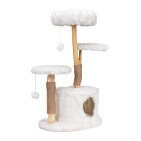 Modern Cat Tree, Natural Branch Cat Tower, Luxury Cat Condo, Indoor Cat Furniture, Kitten Cat Gift, White (Color: White)