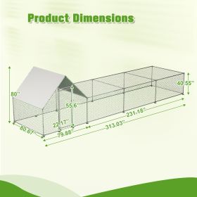 Metal Chicken Coop,Walk-in Chicken Run,Poultry Chicken Hen Pen Cage,Rabbits Duck Cages,With Cover (Option: 26LX7WX7H ft)