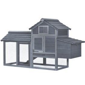 Chicken Coop Kit 59 Outdoor Solid Wood Enclosed House Ventilation Gray (Option: Gray)
