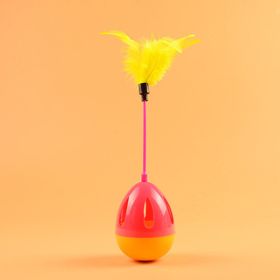 Cat Ball Feather Toy Interactive Cat Teaser & Automatic Spinning Tumbler Ball with Chirp Sound and Food Dispenser for Cats Kitten (Color: Orange)