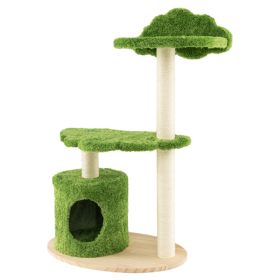 38 Inch Cute Cat Tree for Indoor Cats with Fully Wrapped Sisal Scratching Posts (Color: as show)