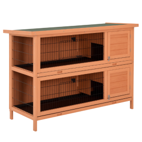 54  Rabbit Cage, 2-Tier Rabbit Hutch Outdoor Guinea With Removable Dividers And Pull-Out Trays, Orange (Color: Orange)